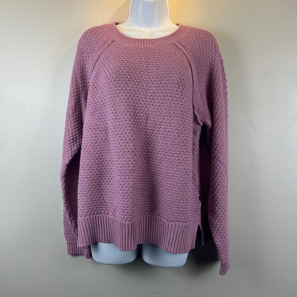 Gap Womens Medium Pink Textured Popcorn Knit Raglan Crewneck Sweater Cozy